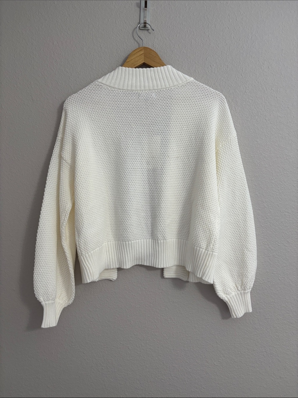 NWT Quince Ivory Waffle Stitch Open-Front Knit Cardigan 100% Organic Cotton S - Picture 5 of 13